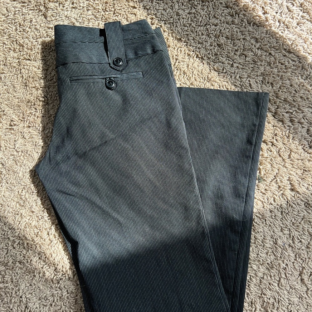 low rise pinstriped flare pants